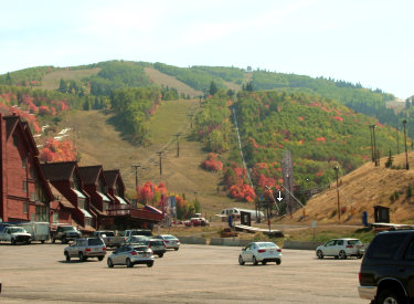 Park City Mountain Resort parking. Go through a slot in the cement barricades he...