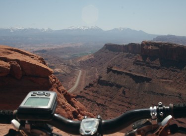 Past the Eagles Nest, were looking toward the La Sal Mountains. The green spot i...